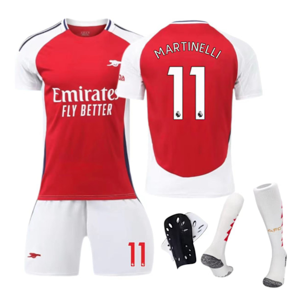 24-25 Nya Arsenal Hemmatröja 7 Saka 8 Odegaard Barn Vuxen Dräkt Fotbollströja No. 11 socks + skyddsutrustning No. 11 socks + protective gear XL