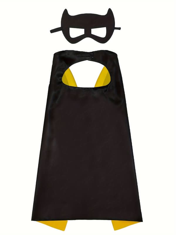 Superheltkapper og masker for barn, rollespill, festkostyme, Halloween-utkledning, gutter og jenter Black One-size