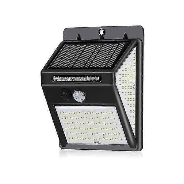Tresidig lyssterk utendørs LED solcellelampe med sensor for menneskekropp
