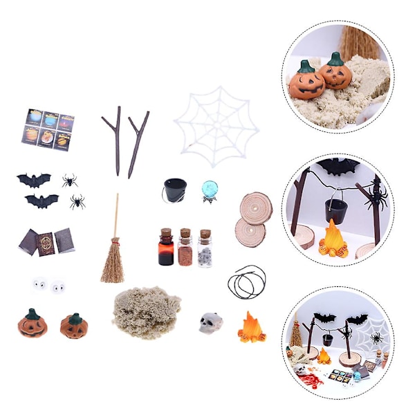 26 kpl Halloween-miniatyyrit Mini-koristeet Miniatyyri Halloween-kylä Tarvikkeet Sekoitettu väri 10x2c Assorted Color Assorted Color 10x2cm