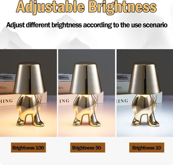 Nattbord Touch Control Bordlampe, Thinker Gullmann Statue LED Bordlampe, USB