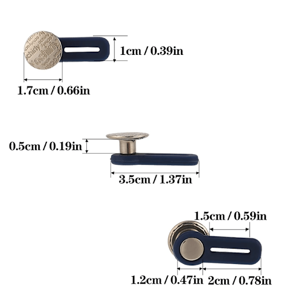 14 stk. Jeansknapper Metall Silikon Utvidede Knapper Spikerfrie Avtakbare Justerbare Spenner Jeans Midjeforlenger Spenne Jeansknapp