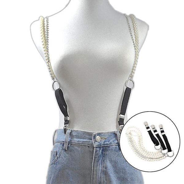 Punk Style Hængsler Dame Y-form Metal Clips Justerbar Pearl Strap-yu