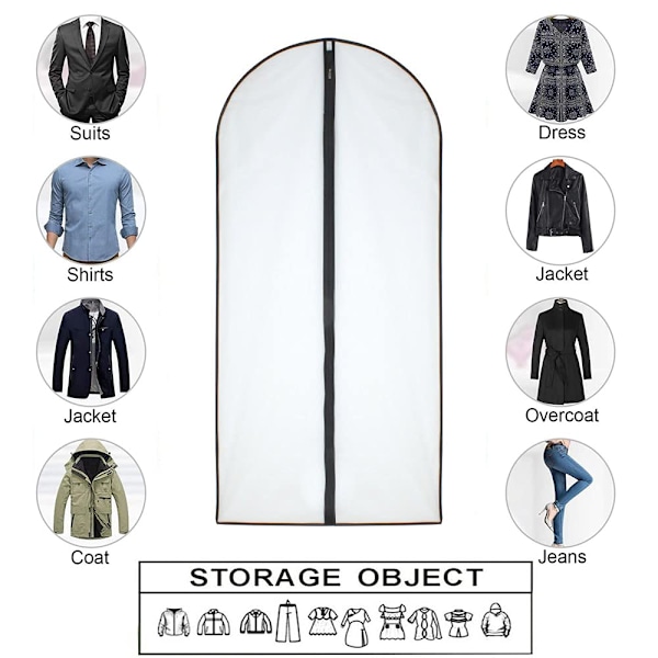 Mothsäkra Klädfodral 60 x 100 cm (24'' x 40'') Svarta Andningsbara Transparenta Dragkedjeförsedda Väskor för Klädförvaring (6-pack)