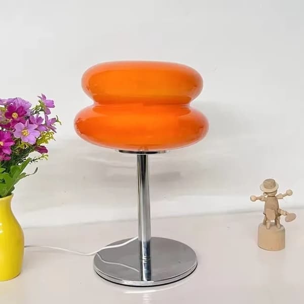 LED bordlampe, retro glass atmosfære lampe, søt skrivebordslampe, USB nattlampe (oransje)