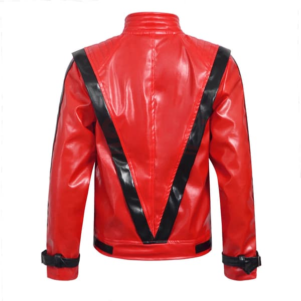 Röd läderjacka för män, klassisk bikerstil, Halloweenfest, utekväll, present A 120