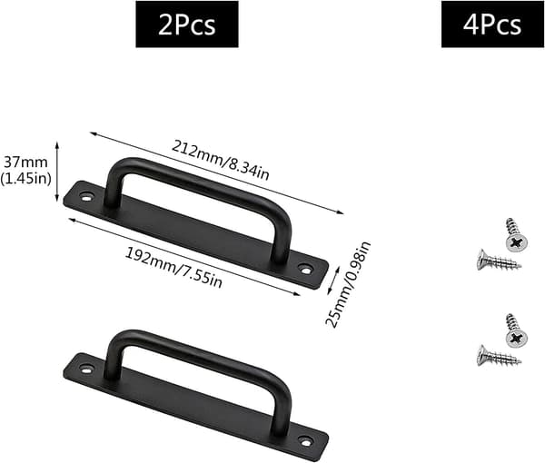 Dørgreb, 2 stk. Robust Lågegreb Skydedørgreb med Bagpanel Aluminium Legering Møbelarmlæn, Sort, 212cm