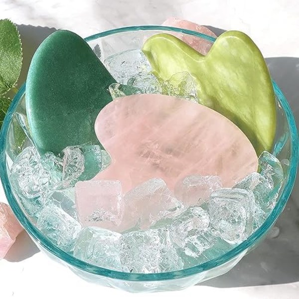Gua Sha Set i Rosenkvarts - Ansiktsmassage för Rynkor & Muskelspänningar Rose quartz. -