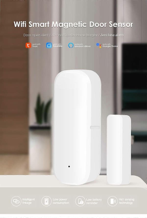 Tuya Zigbee Wifi Smart Dørsensor Dør Åpen Lukket Detektor Sikkerhet