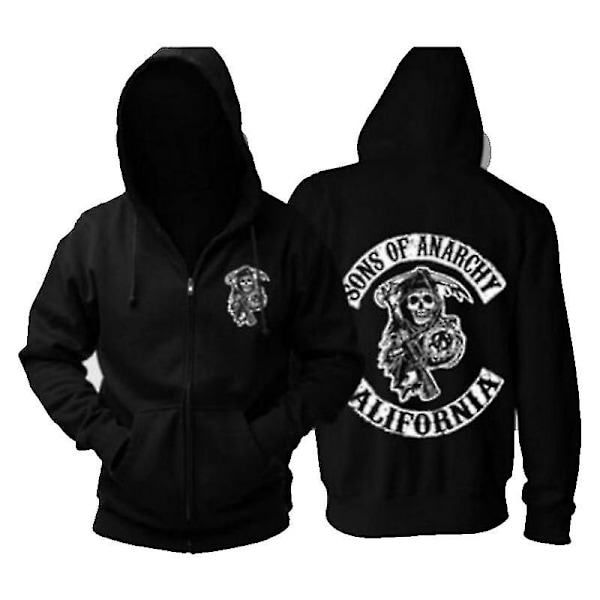 Sons of Anarchy Hoodie TV SOA Cosplay Kostym Herrar Zipjacka Läder Väst Rock Punk Keps Mayans MC Halloween Kostym För Män - En Hoodie Svart Hoodie balck XXXXL