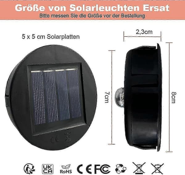 Pakke med 8 cm diameter erstatnings solcellelamper