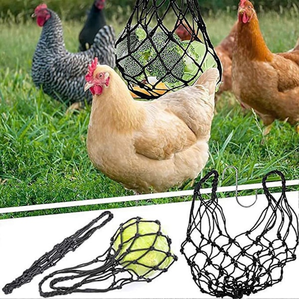 4 st Nätpåse Kyckling Grönsak Hängande Matare Hälsosam Matning Jämn Mask Enkel Installation Kyckling Grönsaksmatare - SNNGV