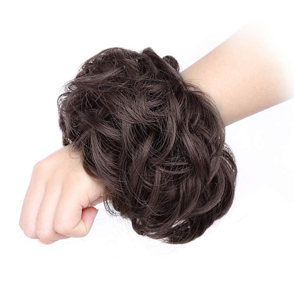 1 kpl Messy Hair Bun -hiuspanta -hiuslisäke Curly Wavy Messy Synteettinen Chignon naisille Updo -hiuslisäke 6#-Dark Brown###