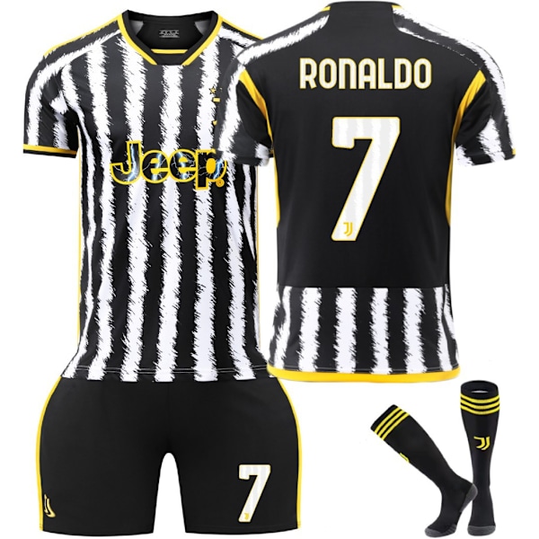 23-24 Juventus hemfotbollströja nytt set nr 9 Hove 22 Di Maria 10 Pogba 7 Chiesa C Ronaldo No. 7 sock C Ronaldo No. 7 socks 16 yards