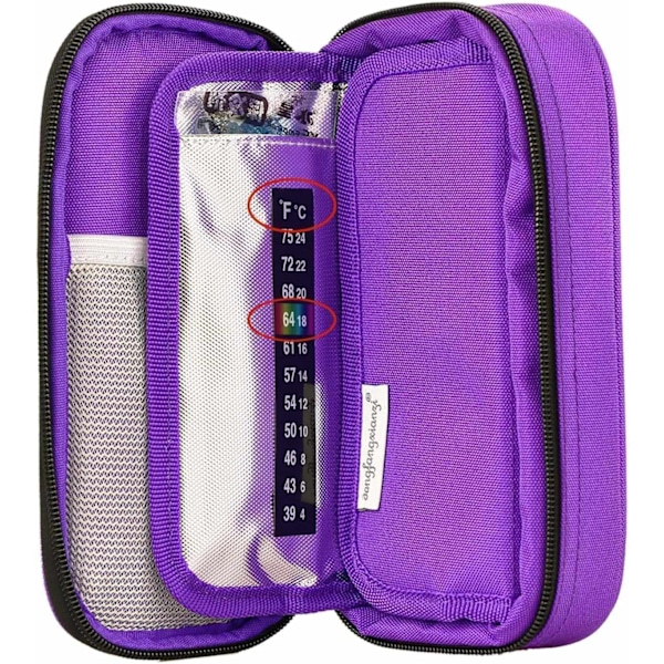 Insuliinin Kylmälaukku Diabeteslaukku - Lääkkeiden Diabeetikoiden Eristävä Kannettava Kylmälaukku 2 Jääpakkauksella (Violetti) - Perfet