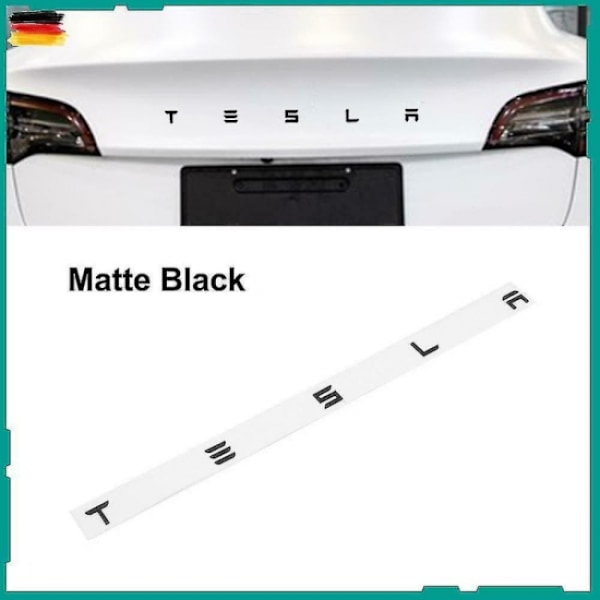 3D Mat Sort Tesla Bogstaver Bagagerumsemblem
