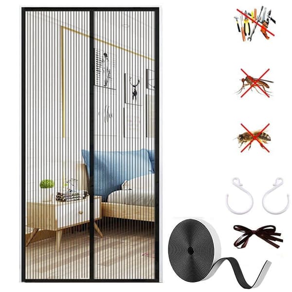 Magnetisk myggenet til dør, terrassedør Sort Black 90*210cm