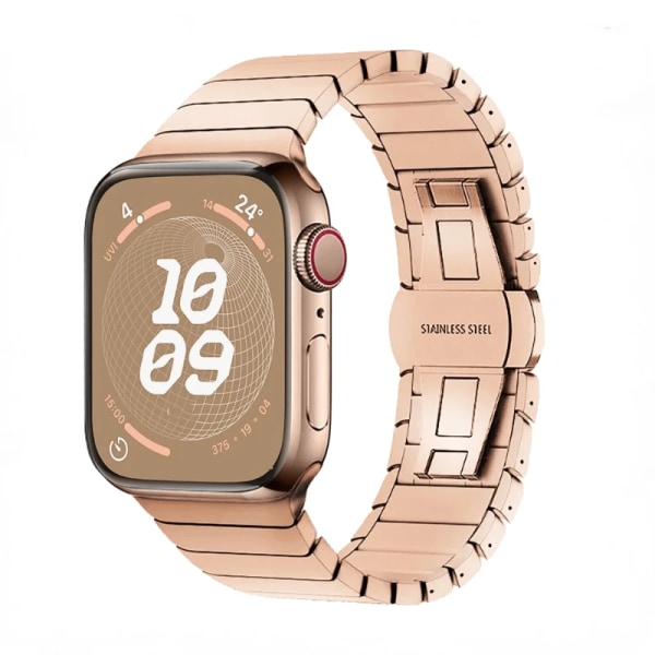 Metallrem til Apple Watch 9 8 7 45 mm 41 mm erstatningsrem i rustfrit stål til iwatch 6 5 4 3 2 SE 44 mm 40 mm Ultra/2 49 mm Rose gold