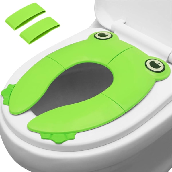 Green frog toilet seat | Foldable toilet seat for kids and potty training | Portable silicone toilet seat Recyclable toilet sea