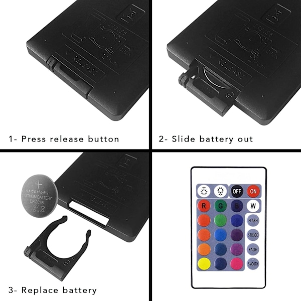 LED-lampa med fjärrkontroll för färgbyte (4-pack) 16 olika färgalternativ, mjukt, blinkande eller strobe-läge - Premiumkvalitet och energi