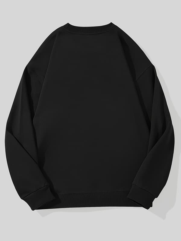 THINGER STRANGS grafisk sweatshirt med rund hals til mænd Black M