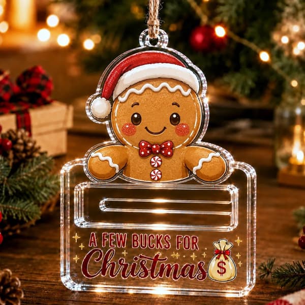 Akryl Kontantpresenthållare Prydnad, Julpengahållare för Presentgivning Gingerbread 10*15.5cm