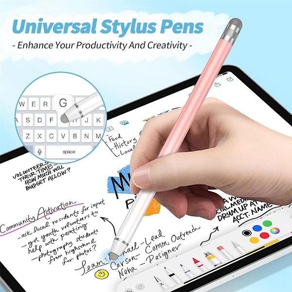 Universella stylus-pennor, mycket känsliga fiberspetsar, lämpliga för / surfplatta och alla pekskärmar