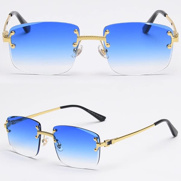 Rammeløse solbriller Firkantede gradient rammeløse briller Retro briller - Blå Gradient Blue