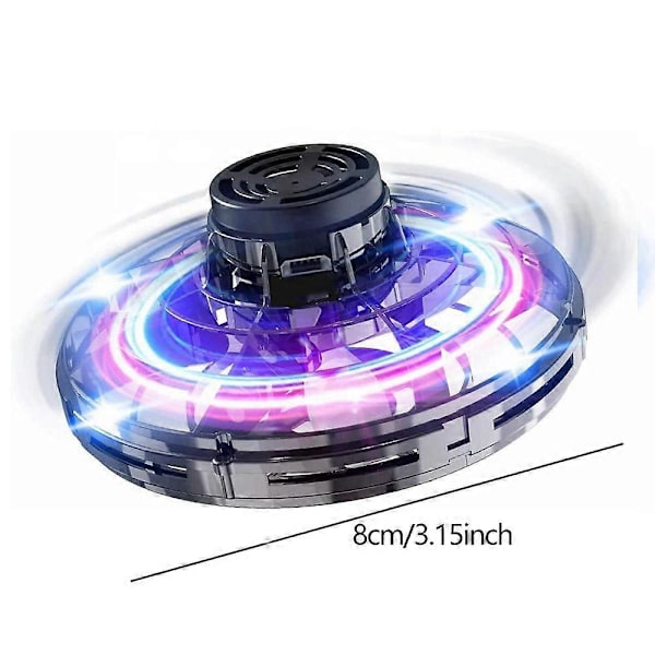 LED UFO Typ Mini Drönare Flygande Helikopter Spinner Fingertoppsflygning Gyro Drönare Flygplan Leksak Vuxen Barn Gåva Black