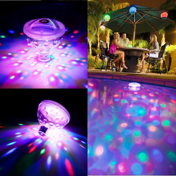 Flytande Undervattens LED Glow Disco Ljusshow för Pool Spa Lampa