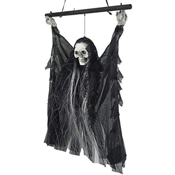 Halloween-koriste Riippuva Haamu Sähköinen Riippuva Haamu Valo Silmät Pelottava Ääni Kallo Riippuva Rekvisiitta Temppu Temppu Sisätiloissa (13 x 9 tuumaa)