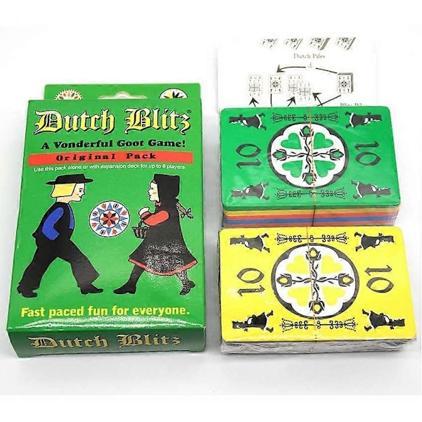 Dutch Blitz Det originale hurtige kortspil indeholder 160 kort, hurtigt og nemt at lære, fantastisk familiespil sjov for alle for 2 blue