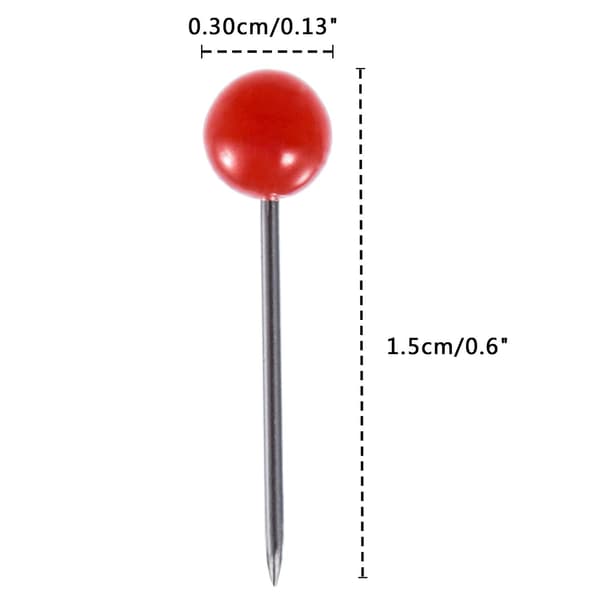 500 Stk. tegnestifter, runde plasthoder med ståltupper, 3,175 mm, 10 farger