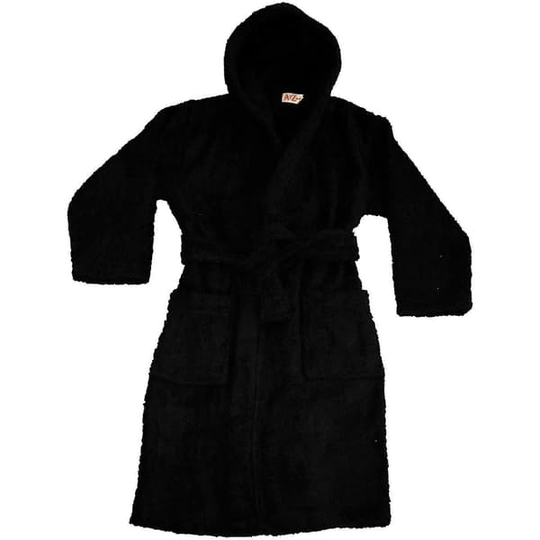Badehåndkle med hette til barn, 100 % bomullsfrotté badekåpe for gutter og jenter Black 11-12 Years