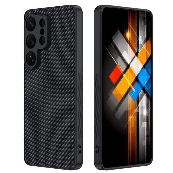 Samsung Galaxy S26 Ultra Cover Læder Kulfiber Tekstur Sort 60