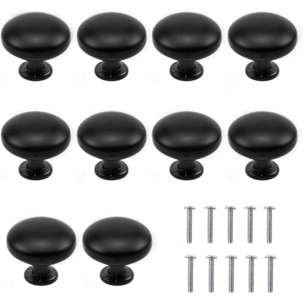 Möbelknoppar och handtag, 10 st svart låddörrhandtag, 30 mm möbelknopp, runda lådhandtag med ett hål