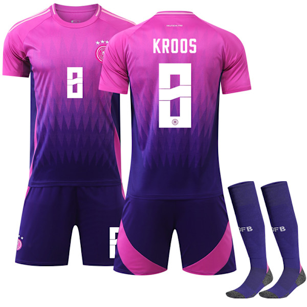 2024 UEFA EM Kroos Barn Fotbollströja Kit Tyskland Borta Nr 8 Borta Away