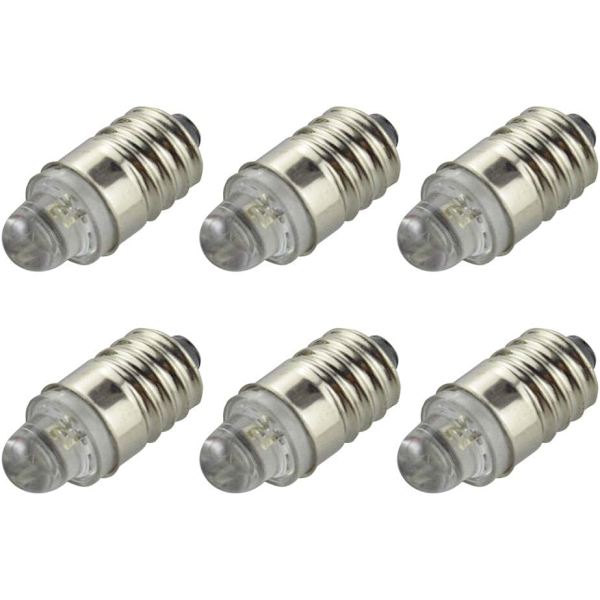 6 kpl E10 LED-lamppu 3V 6000K valkoinen taskulampulle