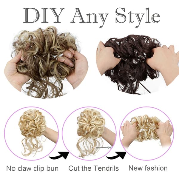 Syntetisk Elegant Rodet Krøllet Elastisk Hårbånd Hårknold Fluffy Nem at Style Velegnet til Daglig Brug 4
