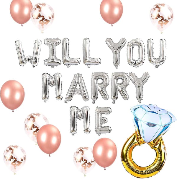 Marry Me -ilmapallot kosintaa ja häitä varten