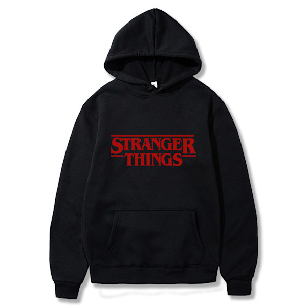 Stranger Things trykket hettegenser – fleeceforet hettegenser White M