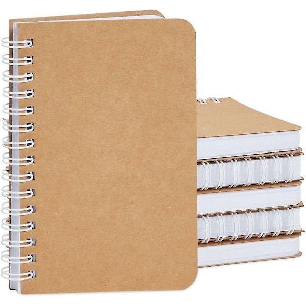 Mini Kraft Notesbøger, Ulinjerede A6 Spiral 90-Ark Blank Dagbog (3,5x5,5 Tommer, 6-Pak)