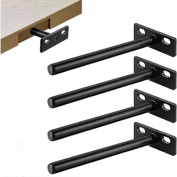 4 stk. Flytende Hylle Brakett, Usynlig Hylle Brakett i Metall, Kraftig Skjult Hylle Brakett, Usynlig Hylle Brakett i Tre