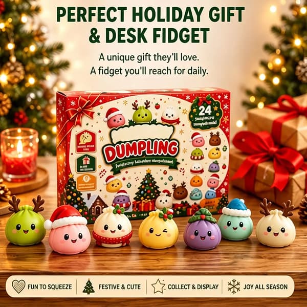 2026 Squishy julekalender, 24 dager nedtelling overraskelsesboks, Dumpling Slow Rebound Squishies Klemme Sensorisk Gave 3box(72PCS)