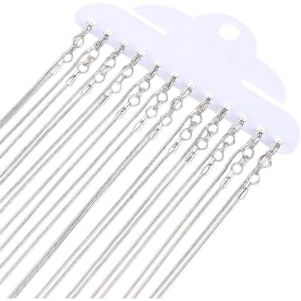 12 st Silverpläterade 1,2 mm Ormkedjor: 45 cm Kedjor med Karbinhake för Smyckestillverkning