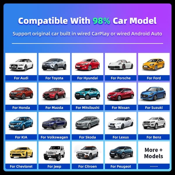 Trådløs CarPlay & Android Auto Adapter 2025 – Nem Plug & Play, Hurtig Tilslutning, Passer til iPhone & Android