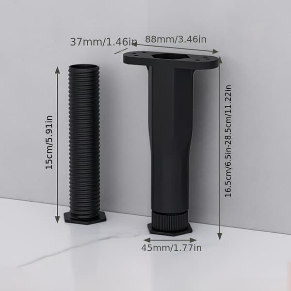 4 ställbara sängbensben – kraftig plast, ingen montering, passar king- och queen-sängar, enkel installation