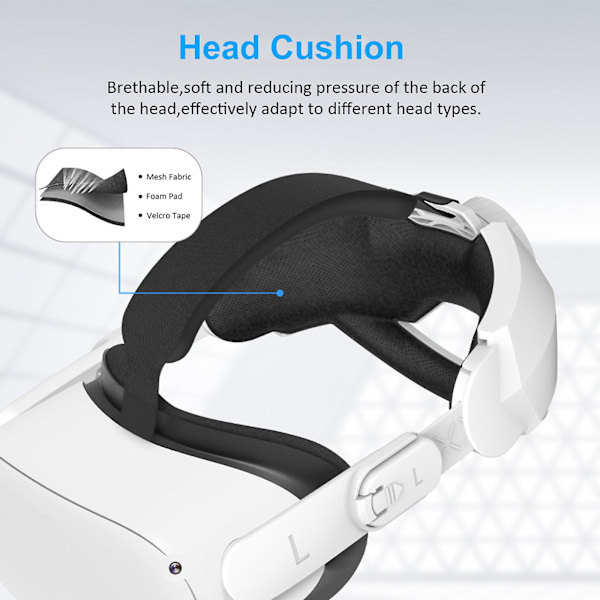 Säädettävä pääpanta, joka sopii Oculus/Meta Quest 2 VR-laseille