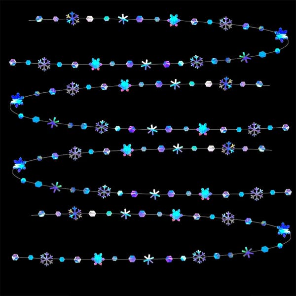 Iriserende Snefnug Papirguirlander Til Vinterfestdekoration Snowflake Garlands 16M