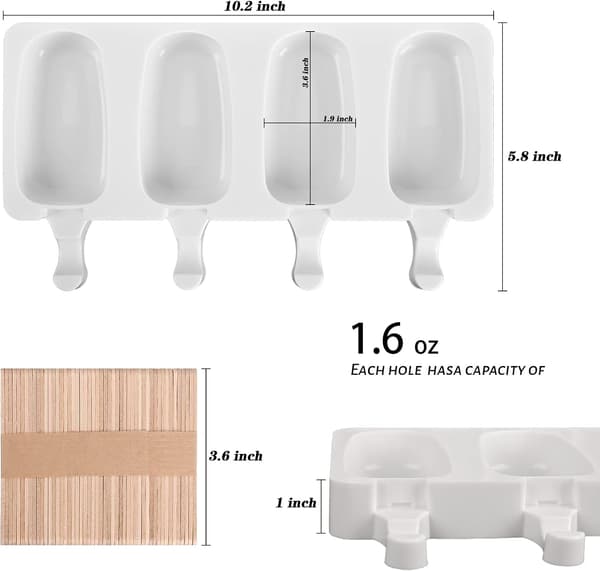 Silikone isforme, 2 isforme med 50 træpinde white